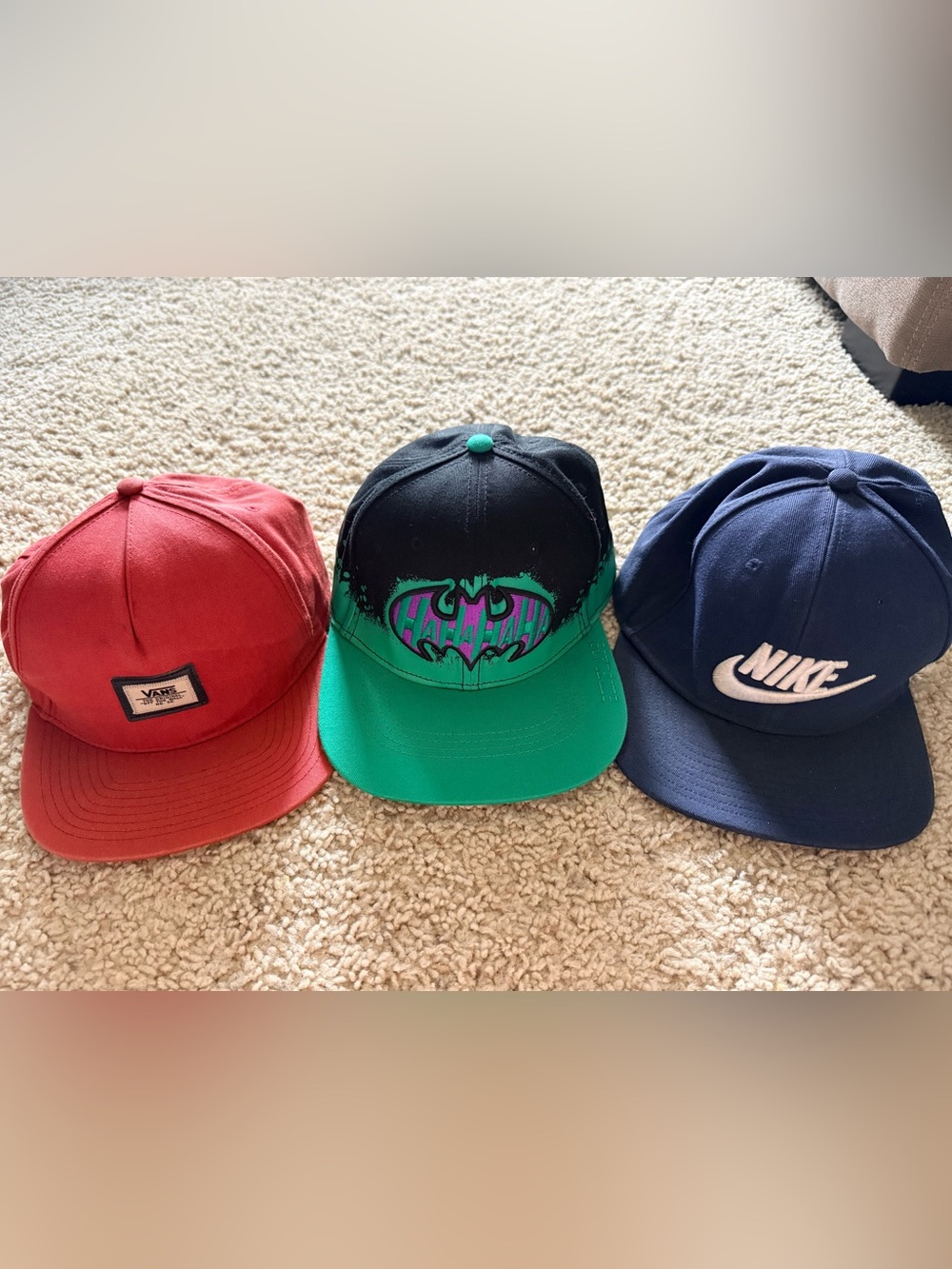 Vans Nike Batman Snapback Hat Lot of 3 Caps Mixed Brands Adult OSFM